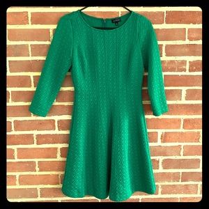 Green Fit & Flare 3/4 sleeve Dress by The Limited